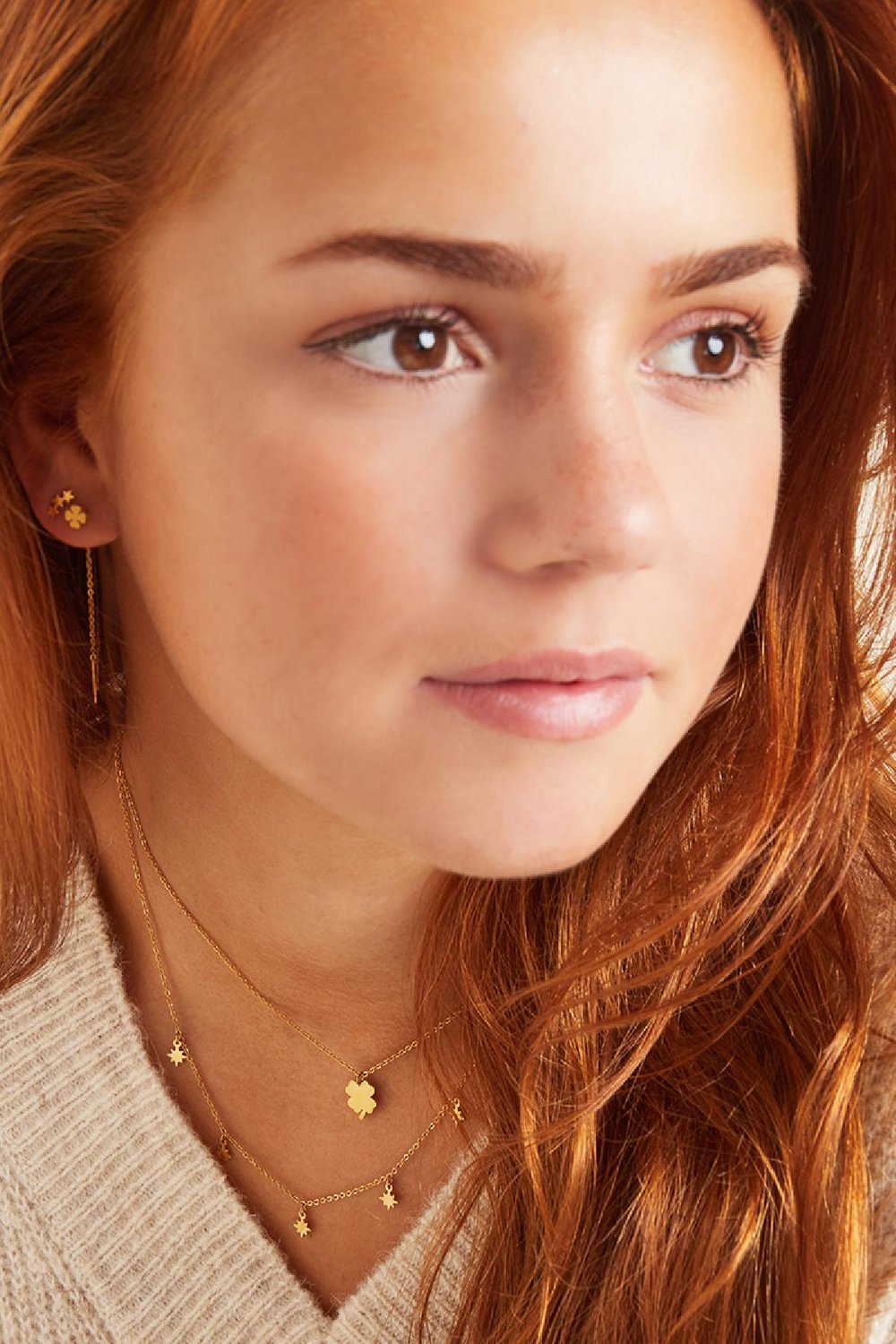 stainless steel chain earrings clover  h5Picture3